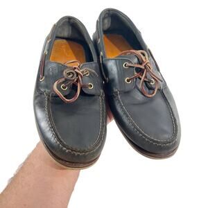 Timberland Loafers Men 13 Navy Blue 2 Eye Classic Boat Shoes #74036 Earthkeepers